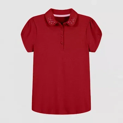 Izod Kids' Little & Big Girls Short Sleeve Stretch Polo Shirt In Red