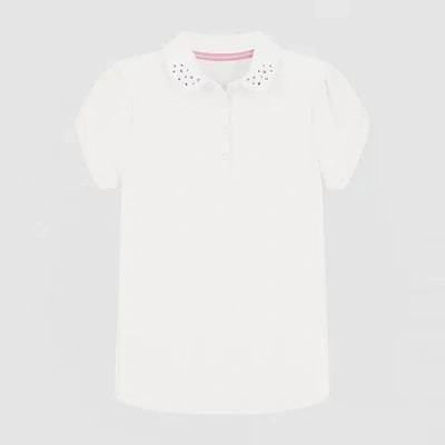 Izod Kids' Little & Big Girls Short Sleeve Stretch Polo Shirt In White