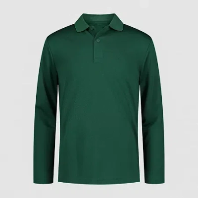 Izod Little & Big Kid Boys Long Sleeve Regular Fit Wrinkle Resistant Moisture Wicking Polo Shirt In Green