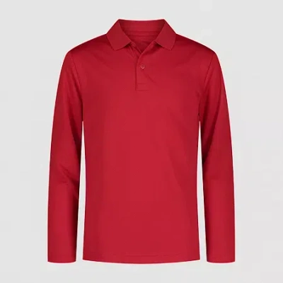 Izod Little & Big Kid Boys Long Sleeve Regular Fit Wrinkle Resistant Moisture Wicking Polo Shirt In Red