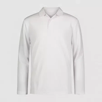Izod Little & Big Kid Boys Long Sleeve Regular Fit Wrinkle Resistant Moisture Wicking Polo Shirt In White