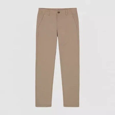 Izod Little & Big Kid Boys Straight Regular Fit Flat Front Pant In Brown