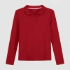 Izod Little & Big Kid Girls Long Sleeve Regular Fit Stretch Fabric Polo Shirt In Red