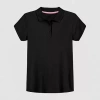 Izod Little & Big Kid Girls Short Sleeve Regular Fit Polo Shirt In Black