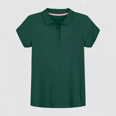 Izod Little & Big Kid Girls Short Sleeve Regular Fit Polo Shirt In Green