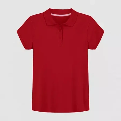 Izod Little & Big Kid Girls Short Sleeve Regular Fit Polo Shirt In Red