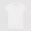Izod Little & Big Kid Girls Short Sleeve Regular Fit Stretch Fabric Polo Shirt In White