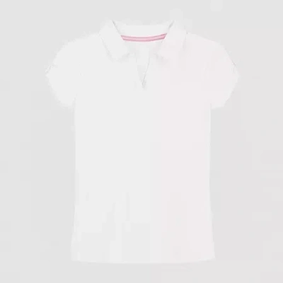 Izod Little & Big Kid Girls Short Sleeve Regular Fit Stretch Fabric Polo Shirt In White