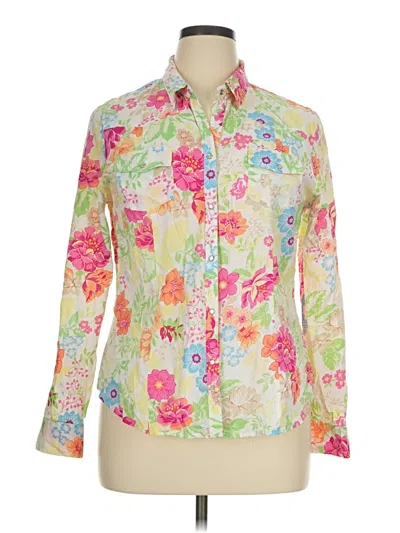 Pre-owned Izod Long Sleeve Button Down Shirt In Green