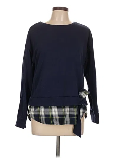 Pre-owned Izod Long Sleeve Top Blue Argyle Pattern Boatneck Tops