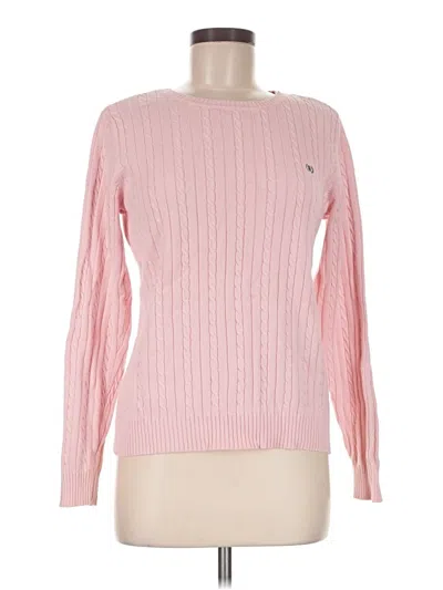 Pre-owned Izod Long Sleeve Top Pink Crew Neck Tops