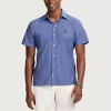 Izod Luxe Classic Mens Short Sleeve Regular Fit Button-down Shirt In Blue