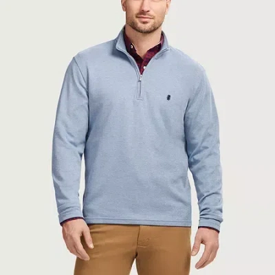 Izod Luxury Sport Textured Mens Long Sleeve Quarter-zip Pullover In Blue