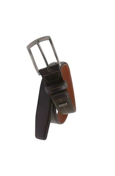 Izod Mens Elastic Power Stretch Leather Belt In Black