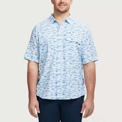 Izod Mens Short Sleeve Classic Fit Stretch Fabric Big And Tall Button-down Shirt In Blue