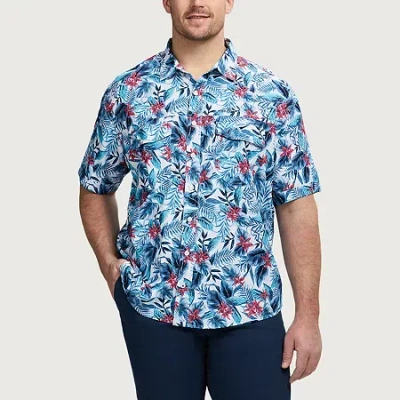 Izod Mens Short Sleeve Classic Fit Stretch Fabric Big And Tall Button-down Shirt In Multi