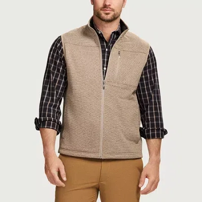 Izod Mens Water Resistant Midweight Fleece Vest In Neutral