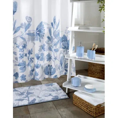 Izod Mystic Floral Floral Shower Curtain In Blue;white