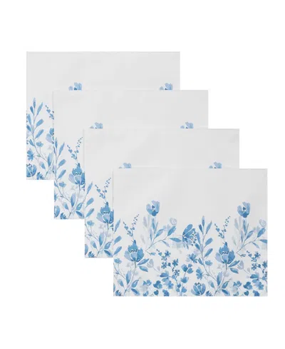Izod Mystic Floral Placemats 13" X 19", Set Of 4 In Blue