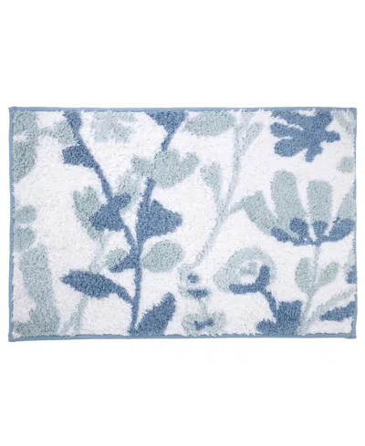 Izod Mystic Floral Reversible Bath Rug, 20" X 30" In Blue