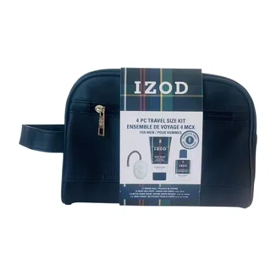 Izod Navy Leather Dopp Bag Travel Toiletry Set In Transparent
