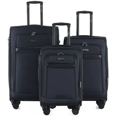 Izod Noah 3-piece Lightweight Expandable Softside Luggage Set In Black