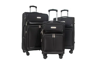 Izod Ocean 3-piece Lightweight Expandable Softside Luggage Set In Black