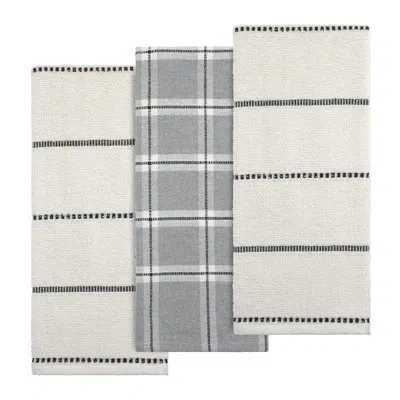 Izod Oxford 3-piece Kitchen Towel Set In Black