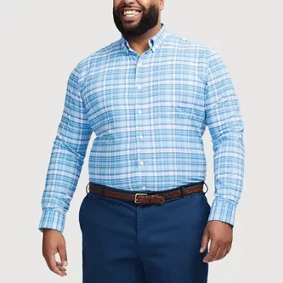 Izod Oxford Mens Long Sleeve Classic Fit Big And Tall Button-down Shirt In Blue