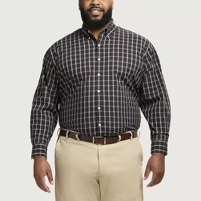 Izod Performance Comfort Mens Long Sleeve Classic Fit Big And Tall Button-down Shirt In Black