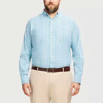 Izod Performance Comfort Mens Long Sleeve Classic Fit Big And Tall Button-down Shirt In Blue