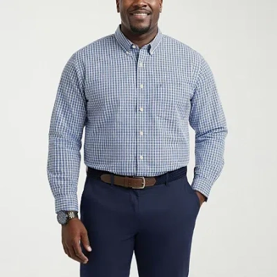 Izod Performance Comfort Mens Long Sleeve Classic Fit Big And Tall Button-down Shirt In Blue