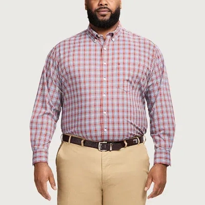 Izod Performance Comfort Mens Long Sleeve Classic Fit Big And Tall Button-down Shirt In Orange