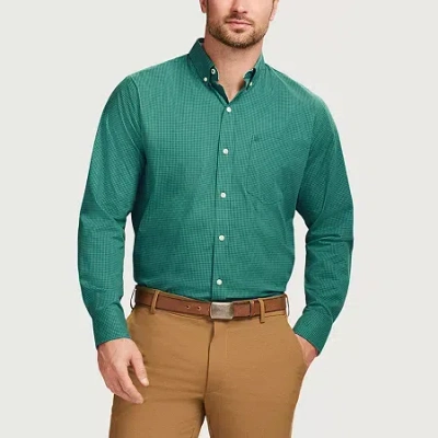 Izod Performance Comfort Mens Long Sleeve Classic Fit Stretch Fabric Button-down Shirt In Green
