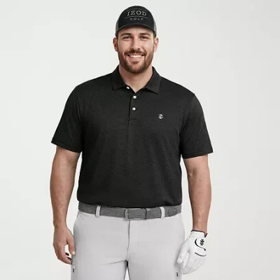 Izod Performance Mesh Big And Tall Mens Regular Fit Short Sleeve Polo Shirt In Black