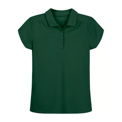 Izod Performance Mesh Little & Big Kid Girls Short Sleeve Regular Fit Wrinkle Resistant Moisture Wicking  In Green