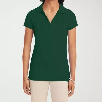 Izod Performance Womens Juniors Short Sleeve Polo Shirt In Green