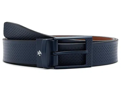 Izod Reversible Perf To Smooth Leather Belt Men's Belts Cognac: Lg (38-40) In Blue