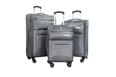 Izod River 3-piece Lightweight Expandable Softside Luggage Set In Metallic