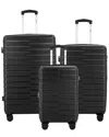Izod Phantom 3-piece Lightweight Expandable Hardside Luggage Set In Black