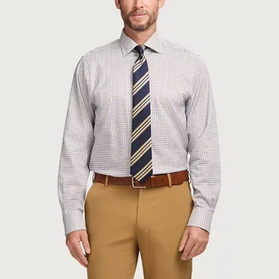 Izod Royal Textured Mens Easy Care Wrinkle Free Long Sleeve Dress Shirt In Neutral