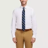 Izod Royal Textured Mens Easy Care Wrinkle Free Long Sleeve Dress Shirt In White