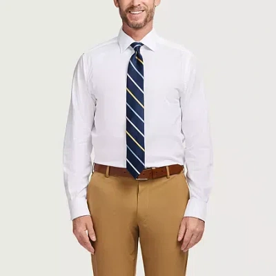Izod Royal Textured Mens Easy Care Wrinkle Free Long Sleeve Dress Shirt In White