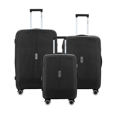 Izod Sabina Expandable Polypropylene Hard Shell Lightweight 360 Dual Spinning Wheels Combo Lock 28", In Black