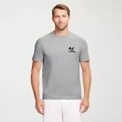 Izod Saltwater Americana Mens Crew Neck Short Sleeve Regular Fit Graphic T-shirt In Gray
