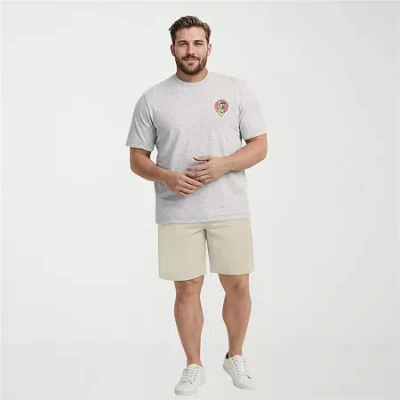 Izod Saltwater Mens Crew Neck Short Sleeve Classic Fit Big And Tall Graphic T-shirt In Gray