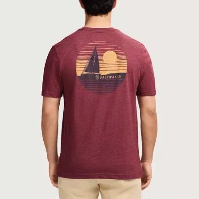 Izod Saltwater Mens Crew Neck Short Sleeve Classic Fit Graphic T-shirt In Red