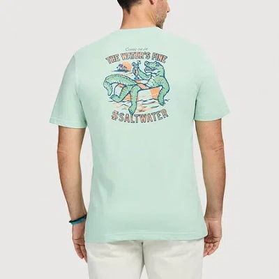 Izod Saltwater Soft Wash Mens Crew Neck Short Sleeve Classic Fit Graphic T-shirt In Blue