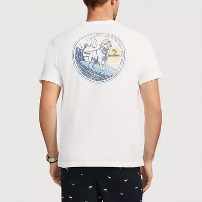 Izod Saltwater Soft Wash Mens Crew Neck Short Sleeve Classic Fit Graphic T-shirt In White