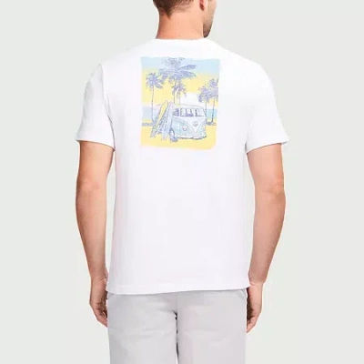Izod Saltwater Soft Wash Mens Crew Neck Short Sleeve Classic Fit Graphic T-shirt In White